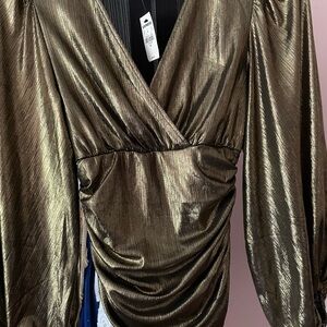 NWT EXPRESS Metallic Gold Women's Top Size XS
